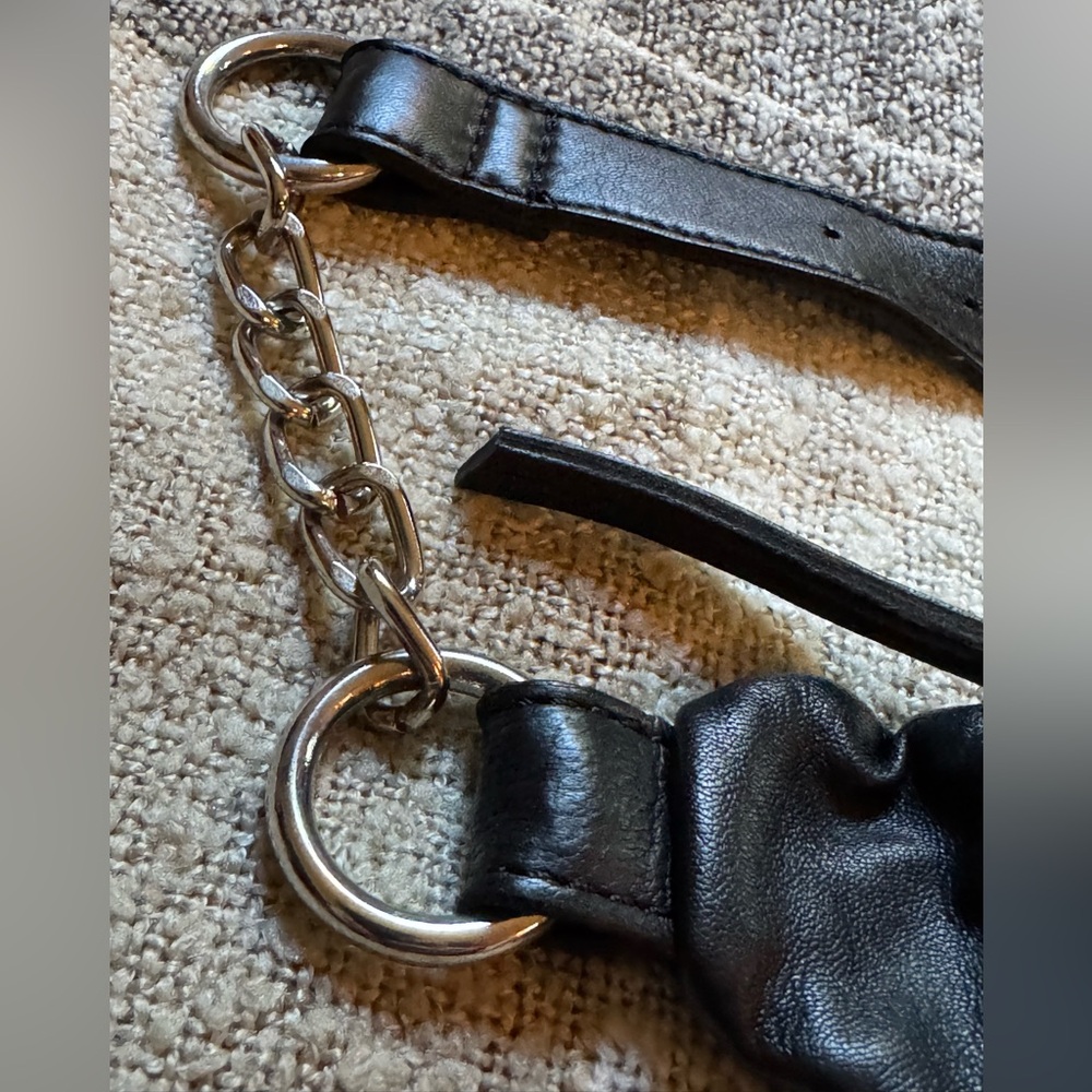 Free People calf skin leather Black Leather belt Bag silver hardware - Picture 3 of 8